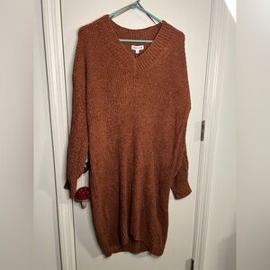 Olive + Oak Rust V-Neck Sweater Dress